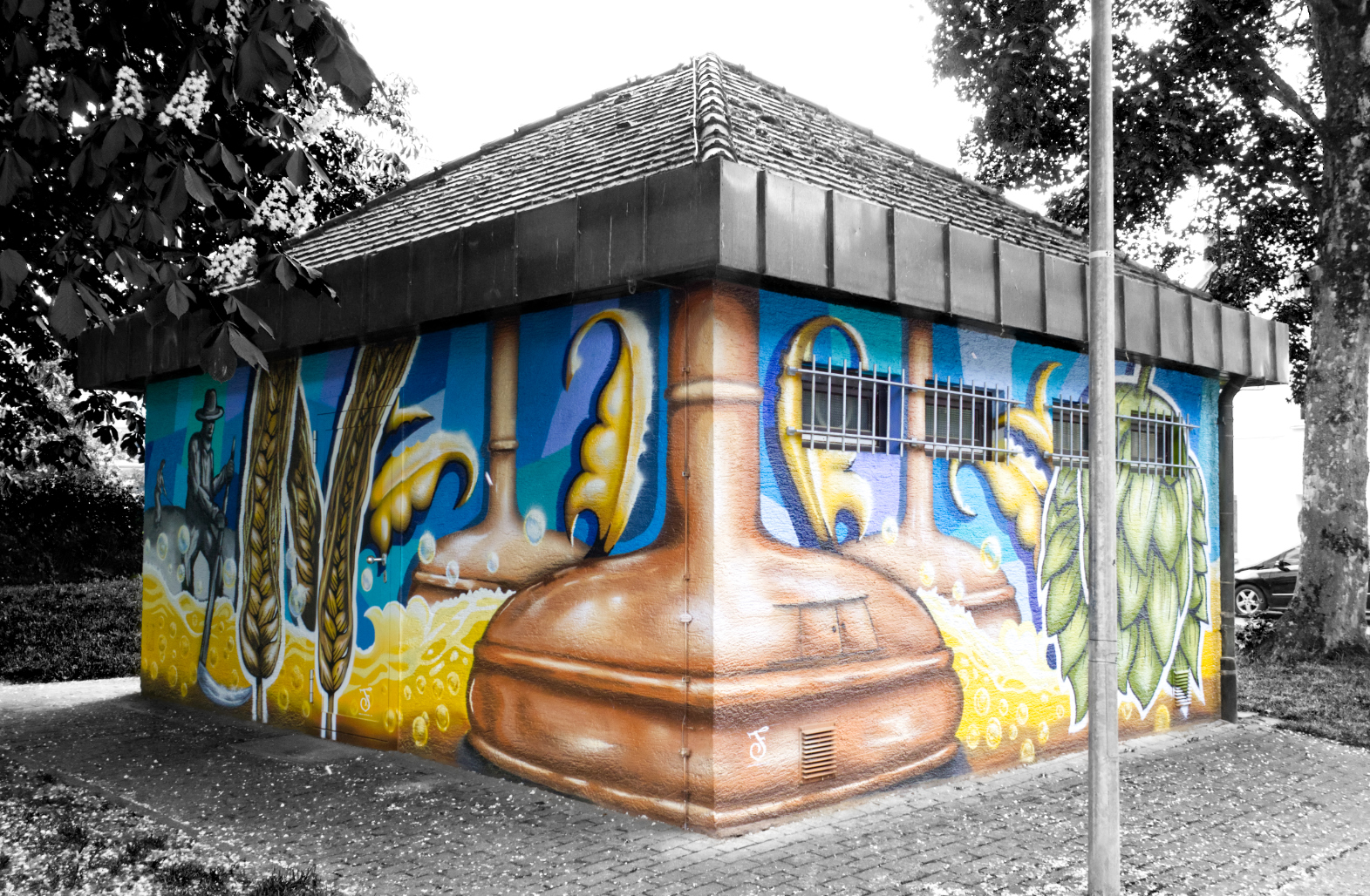 ZVB Donaueschingen 
Thema: Bier brauen
Mural Art, Graffiti, Wandbemalung